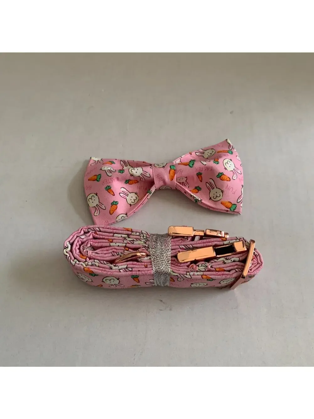 Unique Style Paws Adjustable Cotton Dog Collar With Bowtie Large Dog